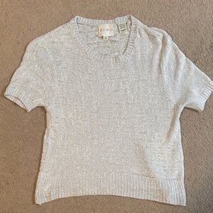 Bimo Silver Short Sleeve Sweater 100% Rayon Made in USA